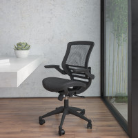 Flash Furniture BL-8801X-BK-GG Mid-Back Transparent Black Mesh Executive Swivel Office Chair with Black Frame and Flip-Up Arms